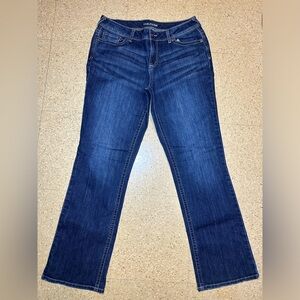 Maurices Womens‎ Blue Denim Jeans Medium Dark Wash Embroidered Cotton Sz 13/14